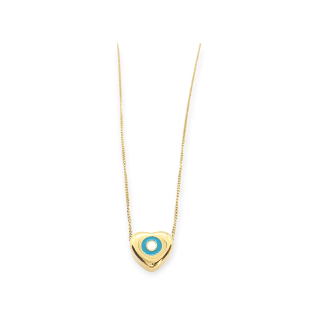 necklace with steel gold chain and gold heart eye1